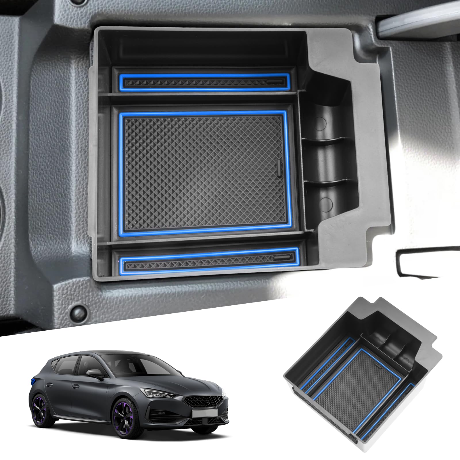 Shaohao Blau Center Console Organizer For Seat Ateca Fr/Cupra Ateca Suv 2017 2018-2024 Organizer Tray Interiors Decoration Storage Box Seat Ateca Accessories Blue