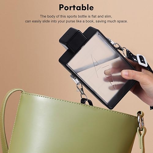 Miniatura 2 de Ciieeo Botella de agua plana, taza de viaje portátil, botella de agua rectangular, botella de viaje, botella de plástico, taza de viaje para