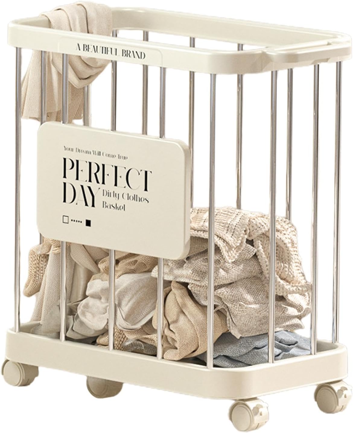 Dirty Clothes Basket | Portable Storage Laundry Hamper Clothes Bin Organizer | Dirty Clothes Hamper Heavy Duty Rolling Laundry Basket Organizer for Bedroom Bathroom