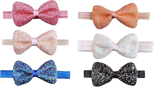 ANNACREATIONS Premium Designer Soft Bow Hairband Headband For Baby And Girls Pack Of 6 Pcs