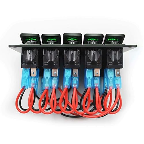 Miniatura 3 de FXC Interruptor basculante de 5 segmentos con doble ranura USB de 5 V 3.1 A + medidor de voltios + encendedor de cigarrillos para lanchas marinas,