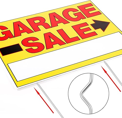 Miniatura 4 de 6 letreros de venta de garaje con estacas, 16 x 12 pulgadas, letreros de venta de patio de doble cara, letreros de flecha de venta de garaje para