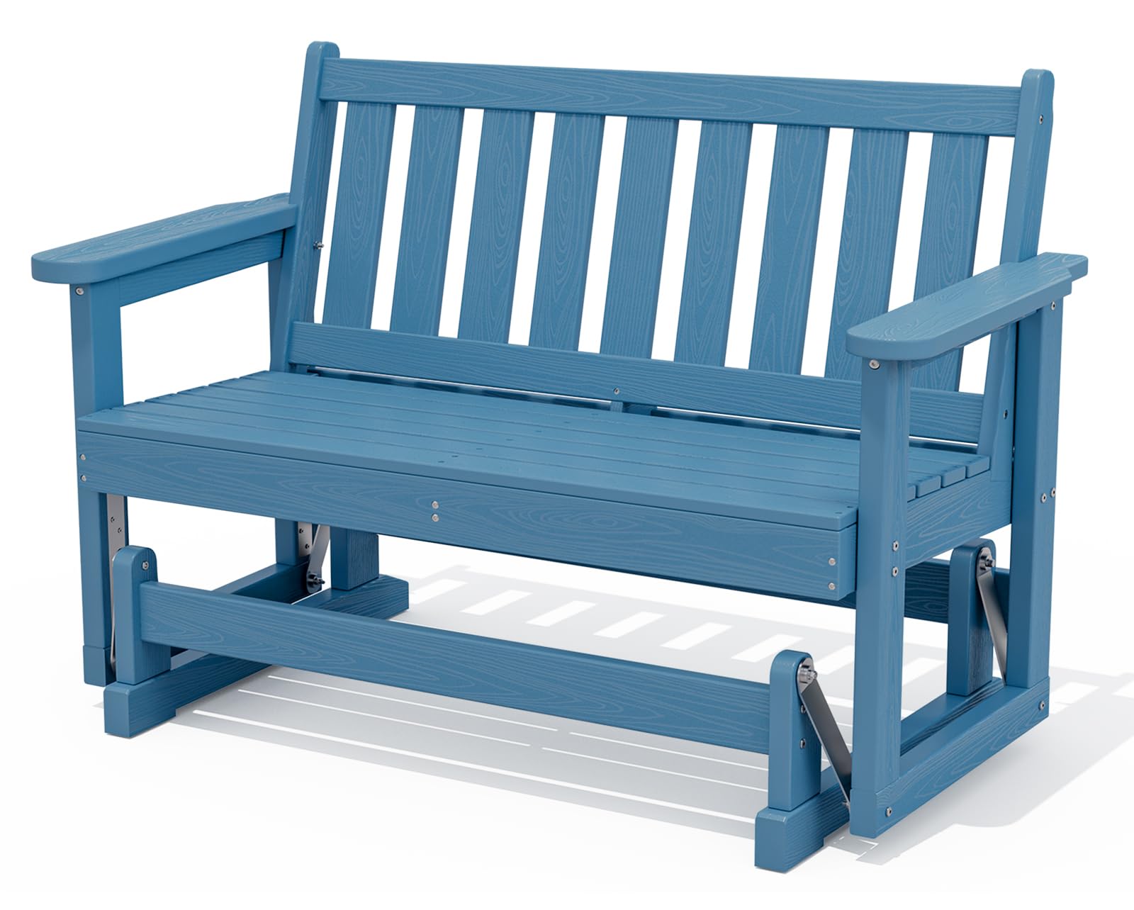 SERWALL 2 Person Patio Glider Bench, HDPE All Weather Swinging Bench, Navy