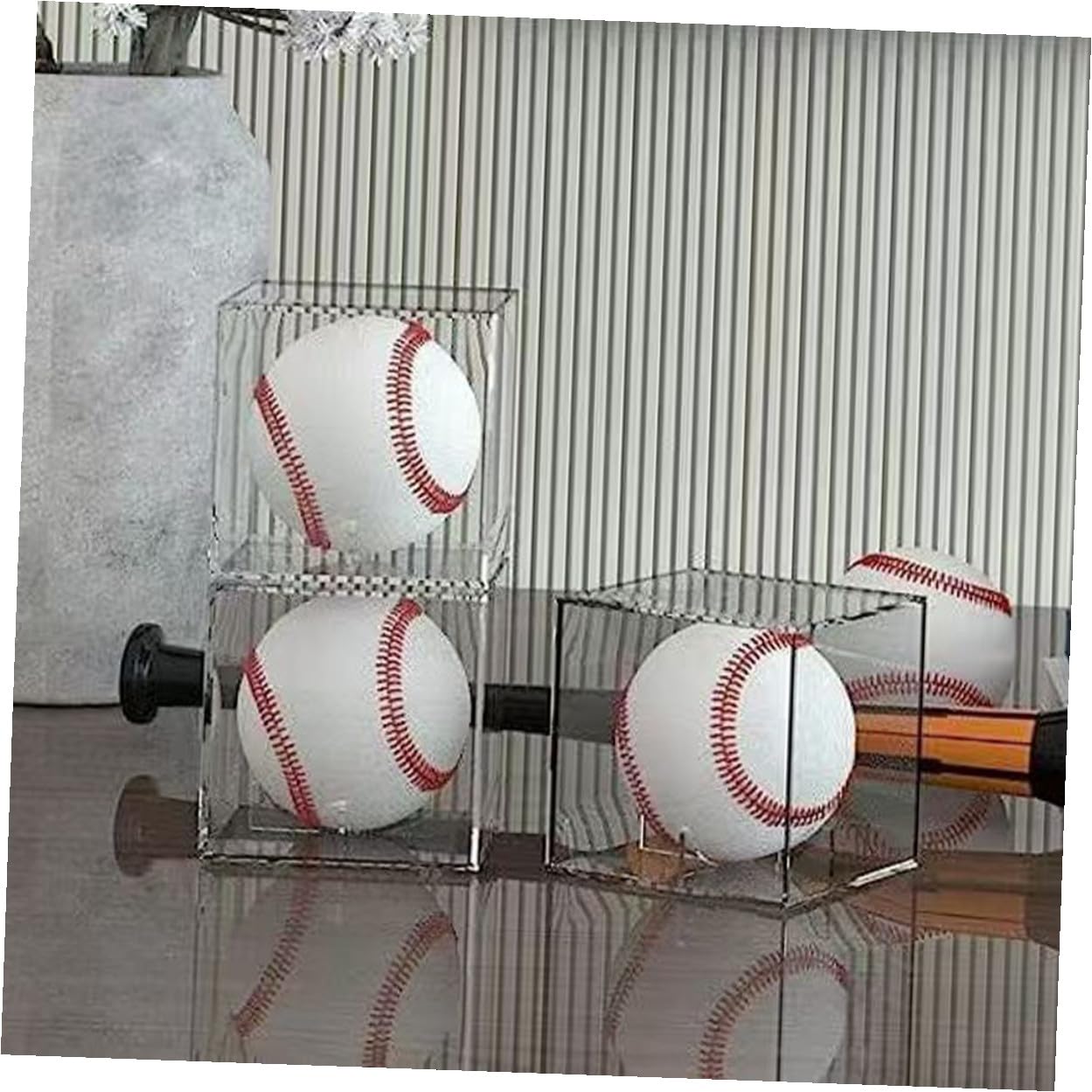 Gatuida Vitrinas de Acrílico Transparentes con Soporte Estable para Exhibir Béisbol y Balones Firmadas, Caja Cuadrada de 3 Piezas para Colección y Almacenamiento