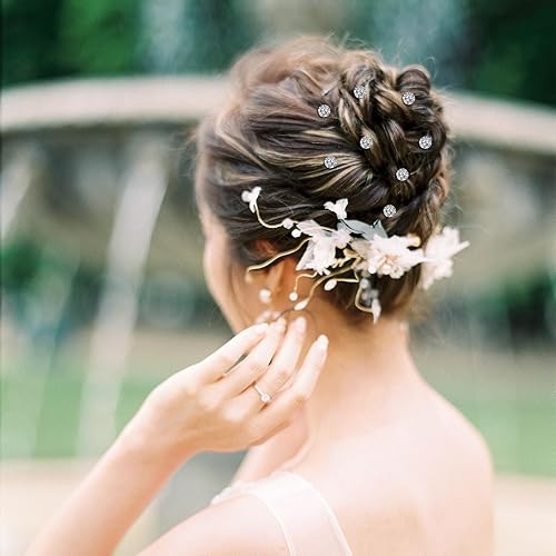 Miniatura 3 de YISSION Pinzas para el cabello, 40 piezas de mini horquillas de cristal brillante con diamantes de imitación, pequeños pasadores decorativos para el