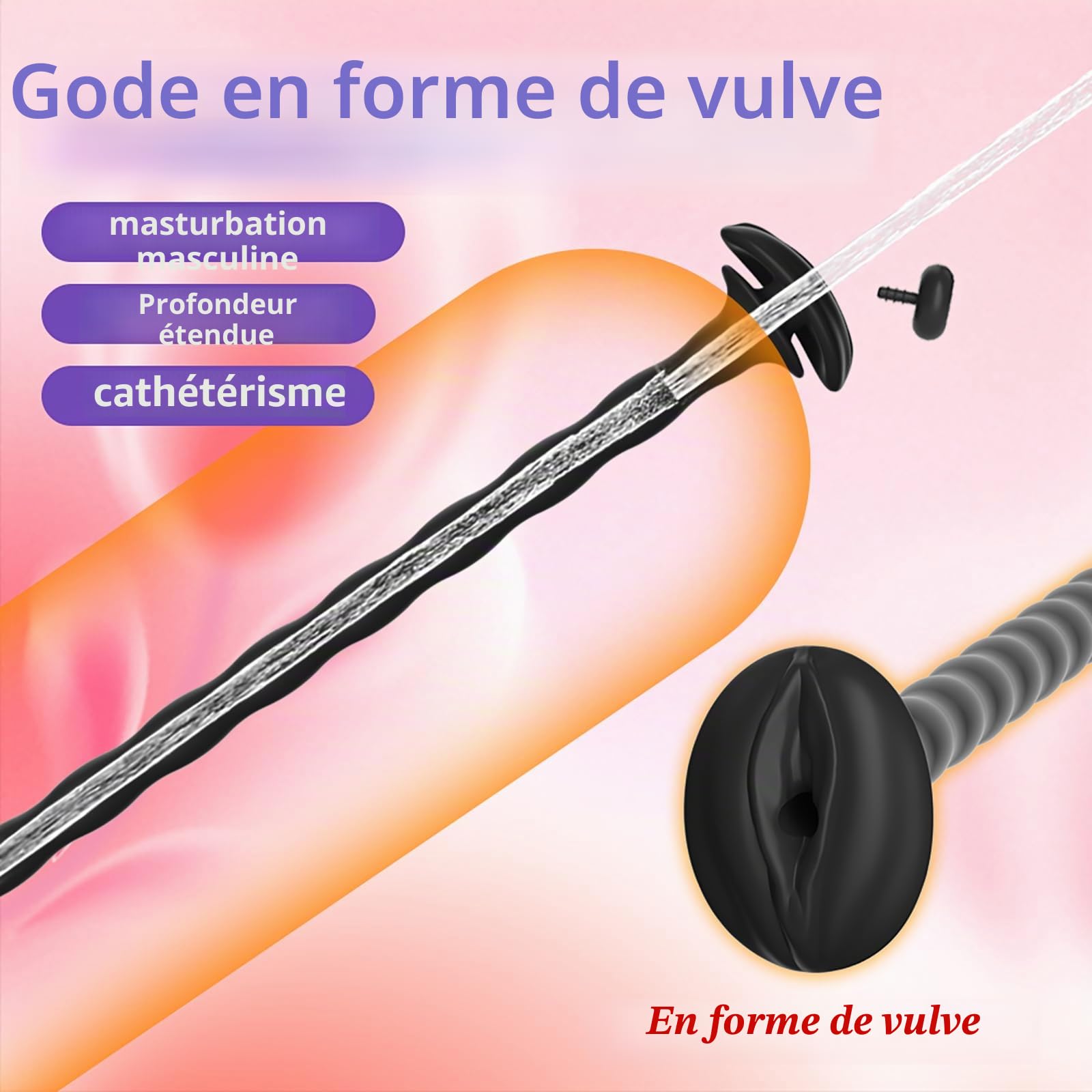 Plug pénien pour cage de chasteté Plug urétral creux Dilatateurs de cathéter en silicone Stimulateurs de prostate Jouets sexuels masculins (S)