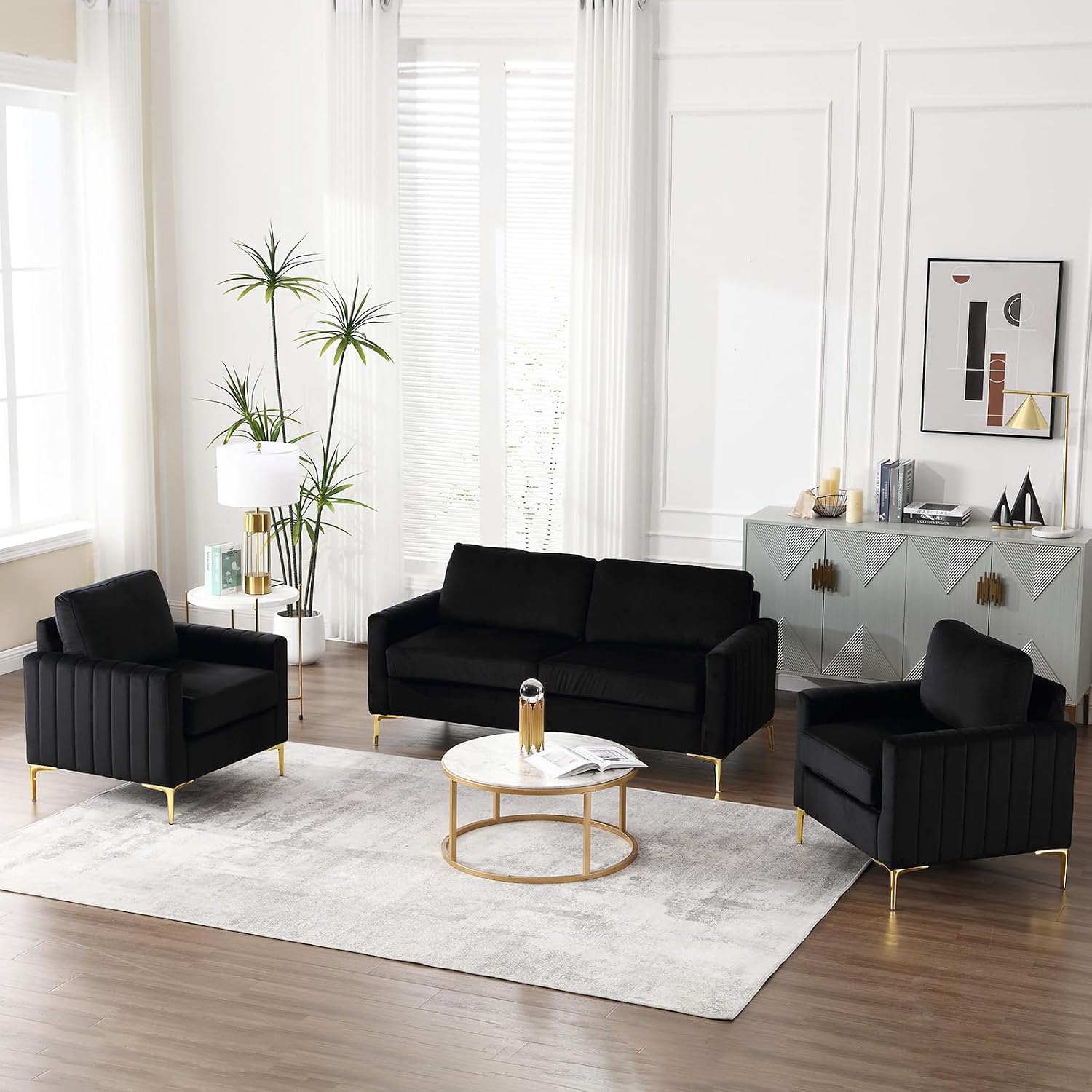 Amazon.com: SLEERWAY Tufted Velvet Accent Chair, Mid Century Modern ...