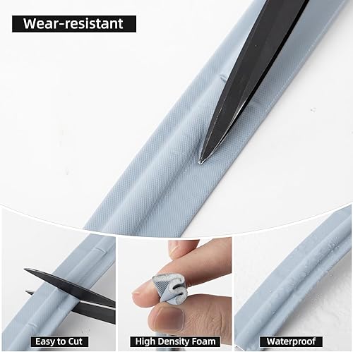 Miniatura 3 de Tira de sellado de puerta de 26 pies para la parte inferior de la puerta, tira de sellado de espuma autoadhesiva para ventana, aislamiento