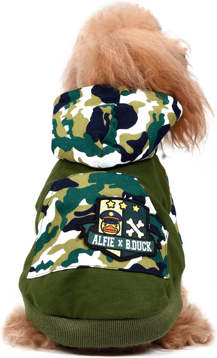 Alfie Pet - Maddox Military Hoodie - Color: Green, Size: Medium