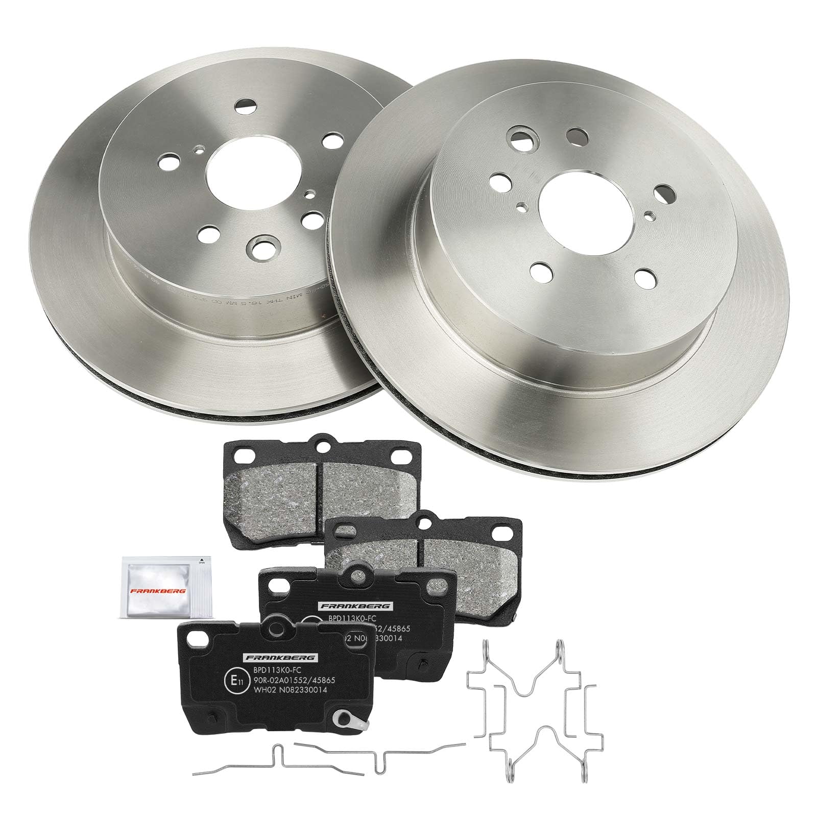 Frankberg 2 discos de freno + 4 pastillas de freno para eje trasero con lubricante de freno compatible con GS GRS19 GWS19 UZS19 2005-2011 GS S19 2006-2011 IS C GSE2 2009-2015 Replace# 4243130290