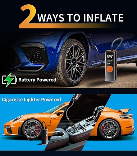 Miniatura 7 de VIL Compresor de aire portátil para inflador de neumáticos, bomba de aire de 12 V CC para neumáticos de automóvil, compresor de aire portátil de 150