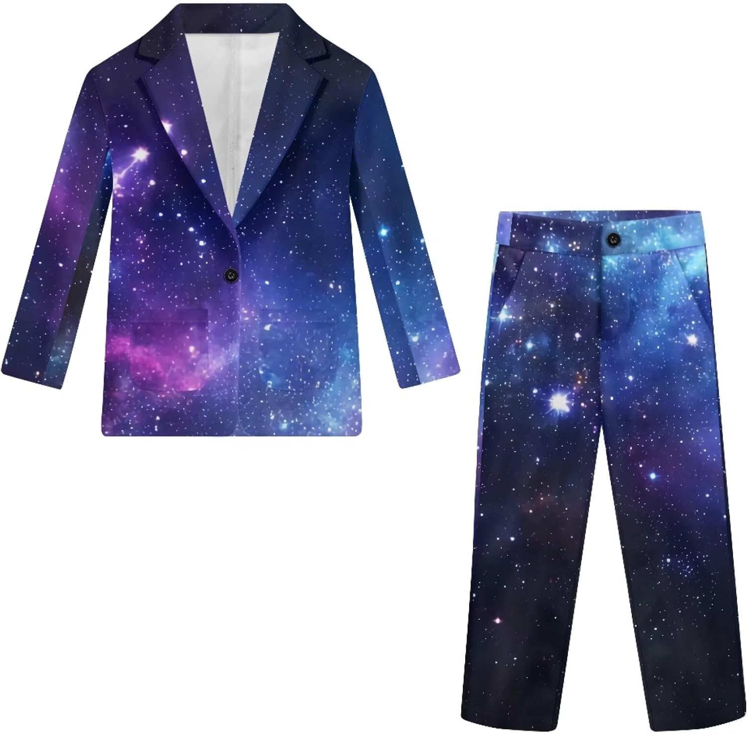 Boys' Suits 2 Piece Slim Fit Suit Jacket with Dress Pants Set V Neck Buttons Prom Tuxedo Blazers for 5-14Y Kids
