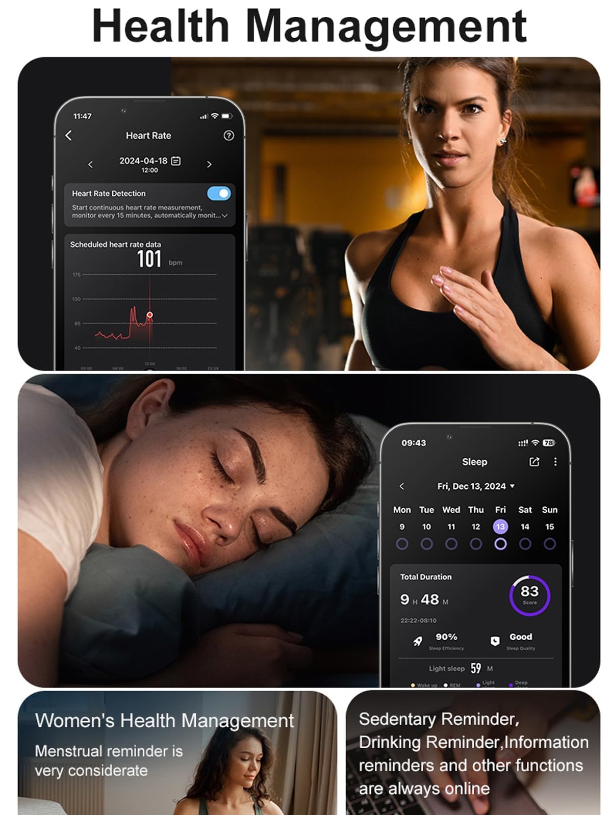 findtime Anelli intelligenti da donna per coppia, cardiofrequenzimetro, monitoraggio del sonno, anelli fitness da uomo, per ossigeno nel sangue, contapassi, controllo dei gesti, anello intelligente