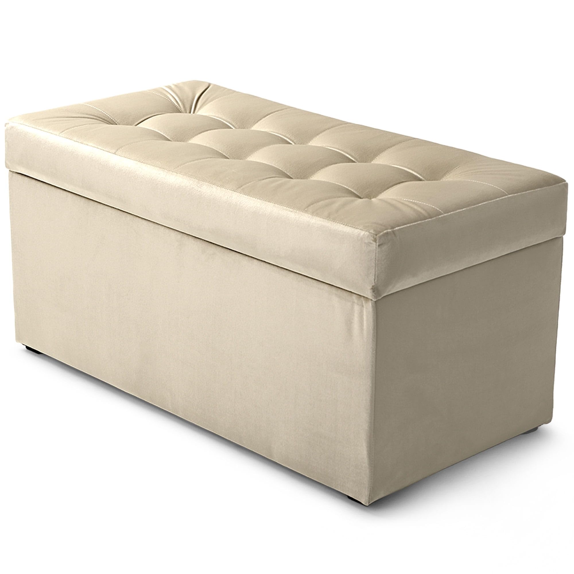 Pouf coffre crème pour masquer le désordre et gagner 100 L d'espace