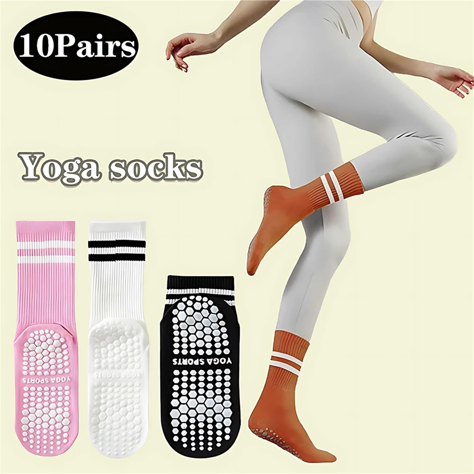 Stopper-Socken, Pilates-, Barre-, Yoga Socks for Women Cotton Multicolor Multiple Pairs