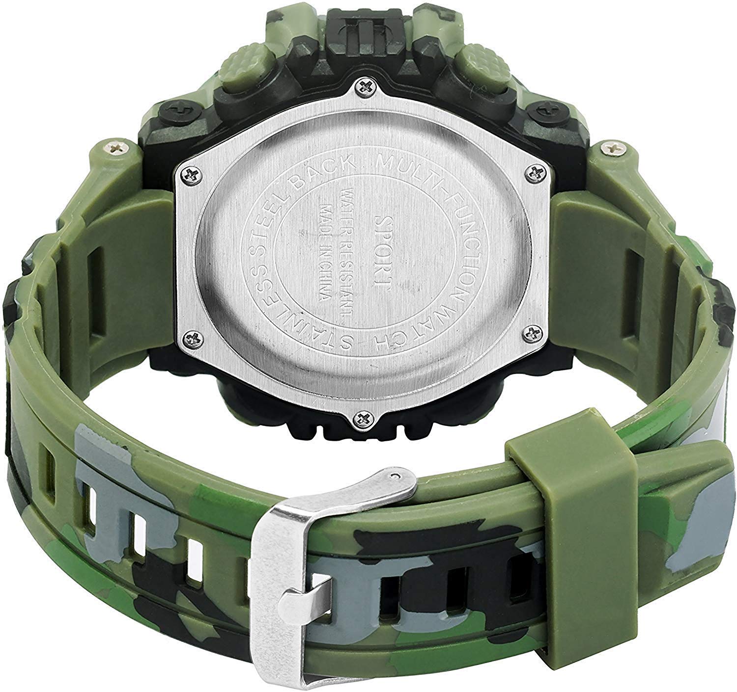 SWADESI STUFF Kids Digital Watch with Army Green Rubber Strap, Black Dial, and Multi-Function Display for Boys and Girls 2