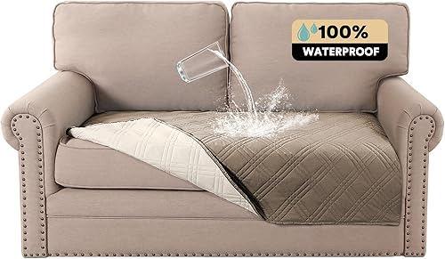 Miniatura 15 de PrinceDeco - Funda para sofá 100% impermeable para sofá de 3 cojines, apta para mascotas, antideslizante, para perros, lavable, protector de muebles