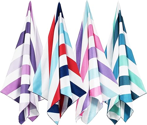 Miniatura 12 de Whale Flotilla Paquete de 4 toallas de playa grandes de secado rápido (30 x 60 pulgadas), juego de toallas de playa de microfibra sin arena