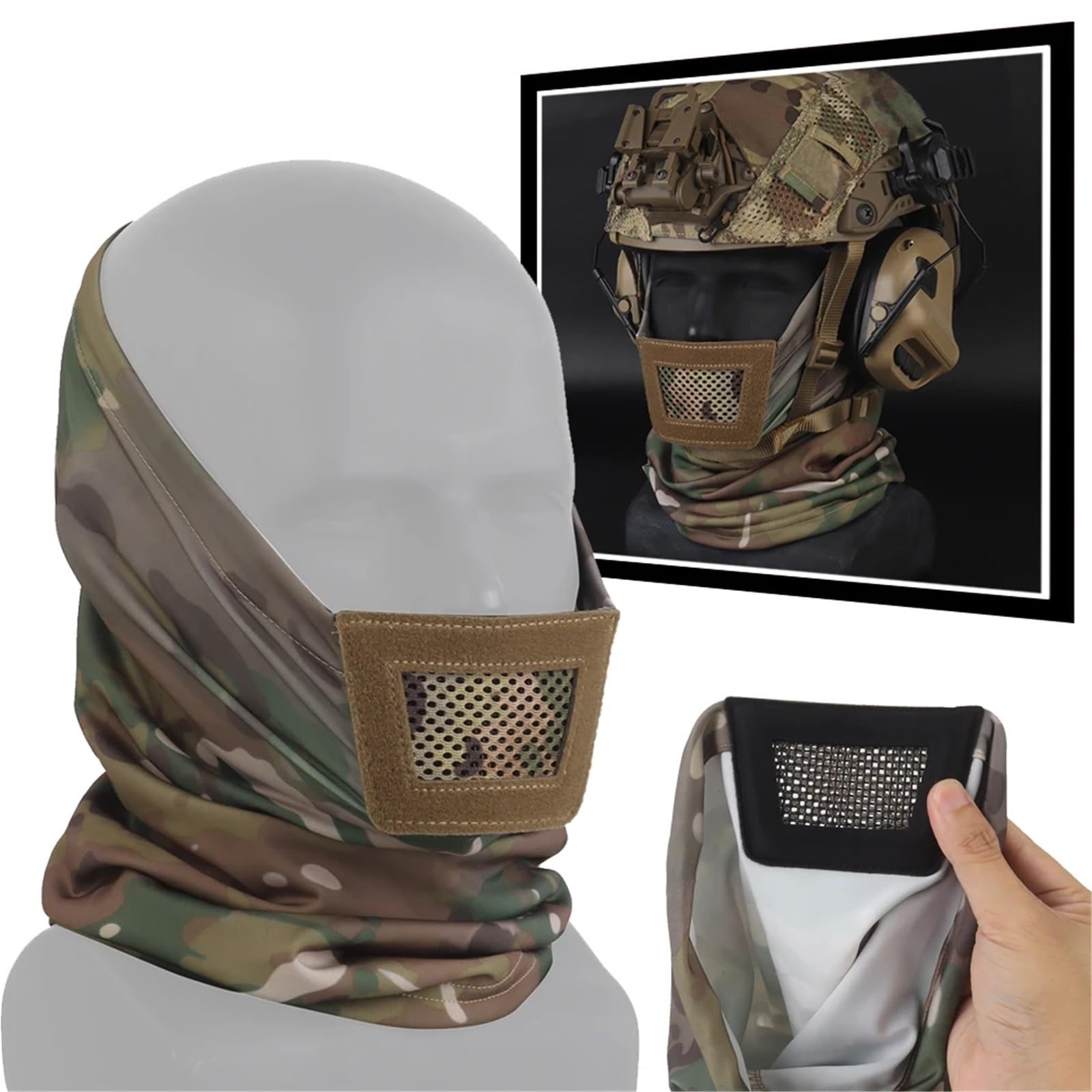Máscara táctica de malla de acero pasamontañas para airsoft, máscara de media cara con gorro interior acolchado suave estilo ninja para la caza