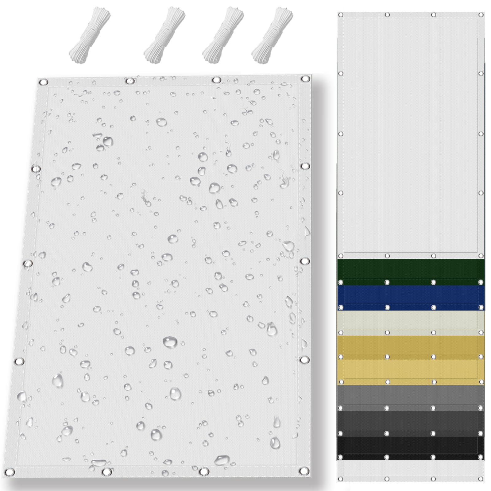 Voile ombrage 475x1000 cm bache protection solaire anti UV blanc