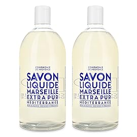 Compagnie de Provence Savon de Marseille Extra Pure Liquid Soap - Mediterranean Sea - Bulk 67.6 Fl Oz Plastic Bottle Refill