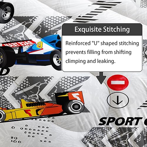 Vista 86 de Axolotl Kid Comforter Set Twin Size,Racing Car Bedding Set for Boys Girls Teen Kids Children Racing Gifts,Race Cars Quilt Bed Set with 1 Comforter 2