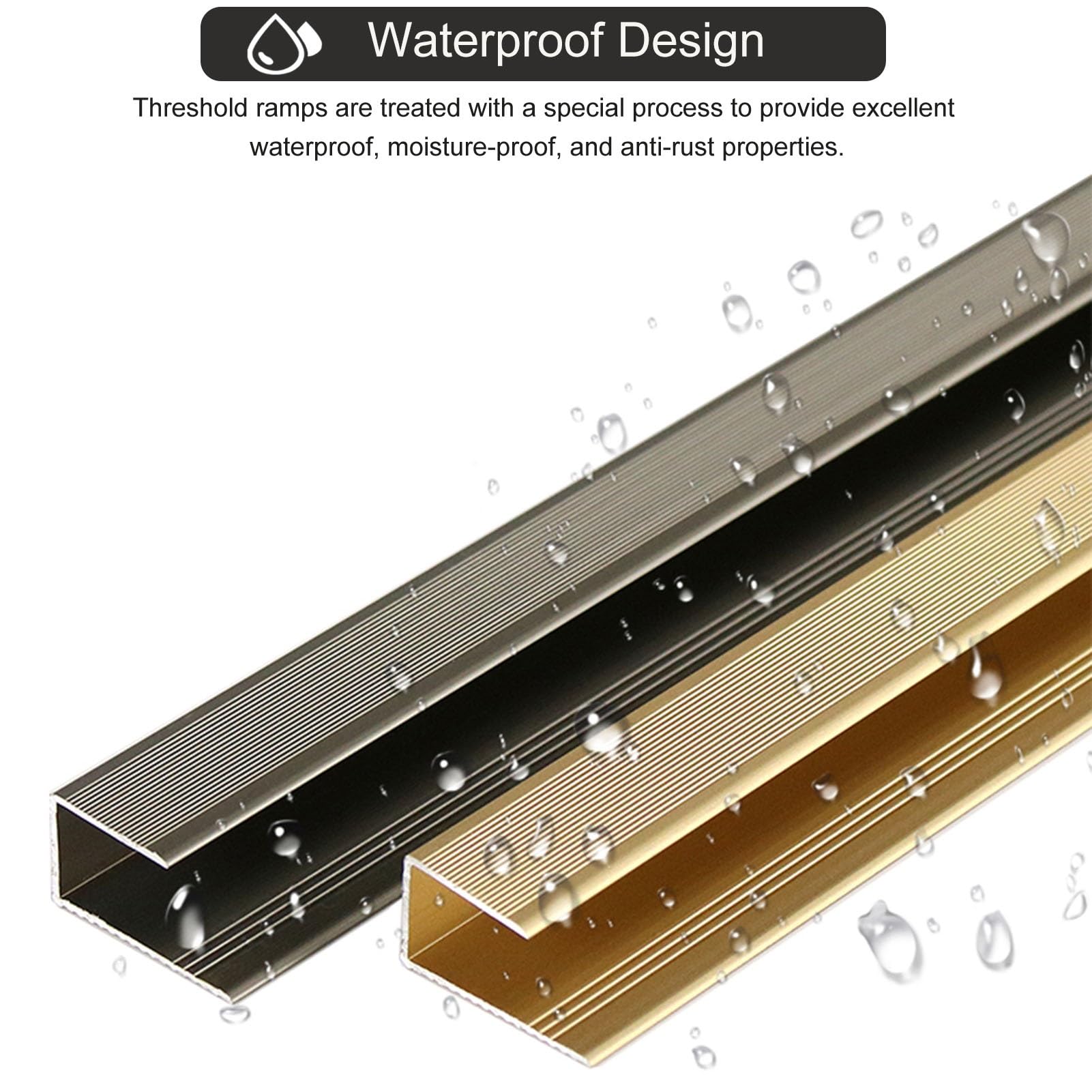 Bande de Transition Antidérapante Pour Seuil de Marche, En Alliage D'Aluminium, Pour Mur Et Sol, Joint Plat, Pour Marches En Bois, Carrelage Et Marbre/D/H15Mm(5/8")