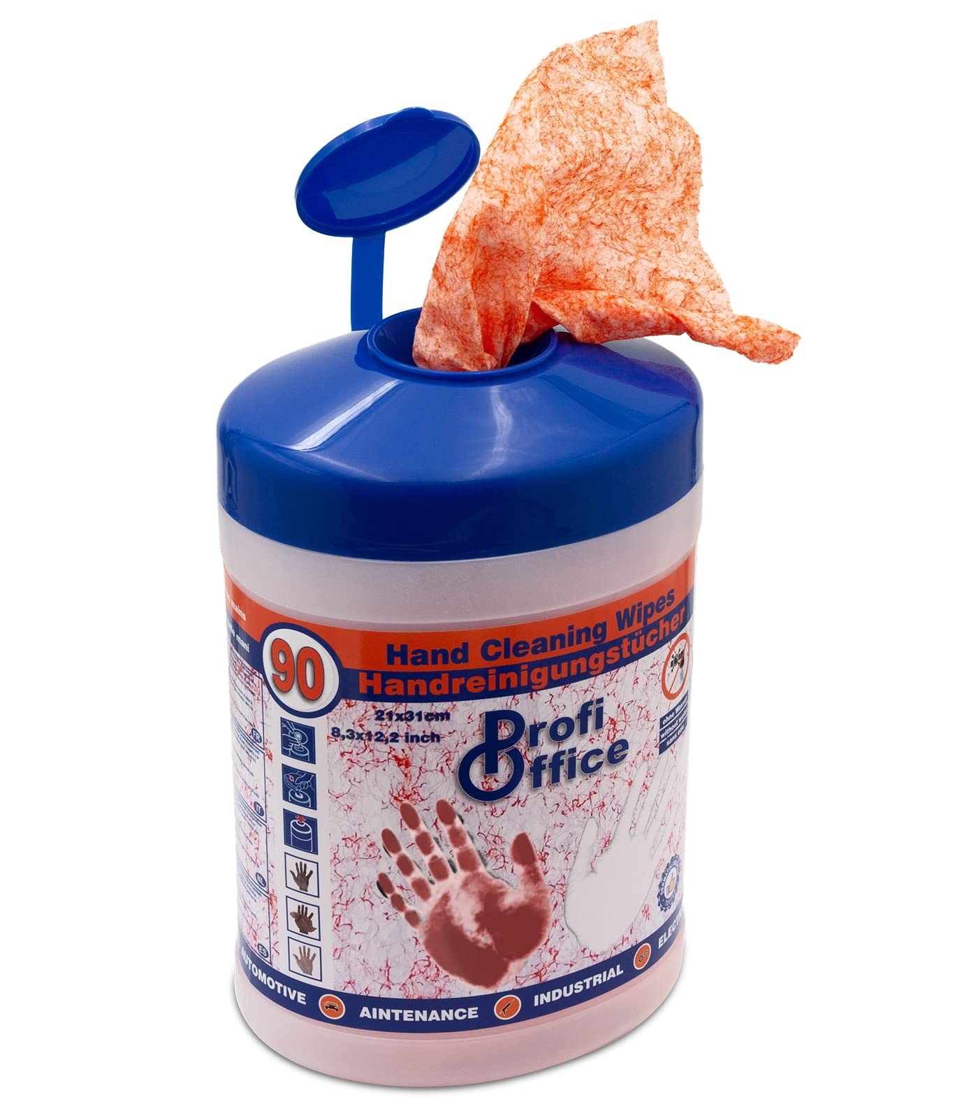 Pack de 6 Toallitas Húmedas para Manos y Superficies – 6 x 90 Toallitas Limpieza Taller XL (31x27cm) en Cubo Dispensador – Toallitas Industriales sin Agua para Coche, Grasa y Aceite