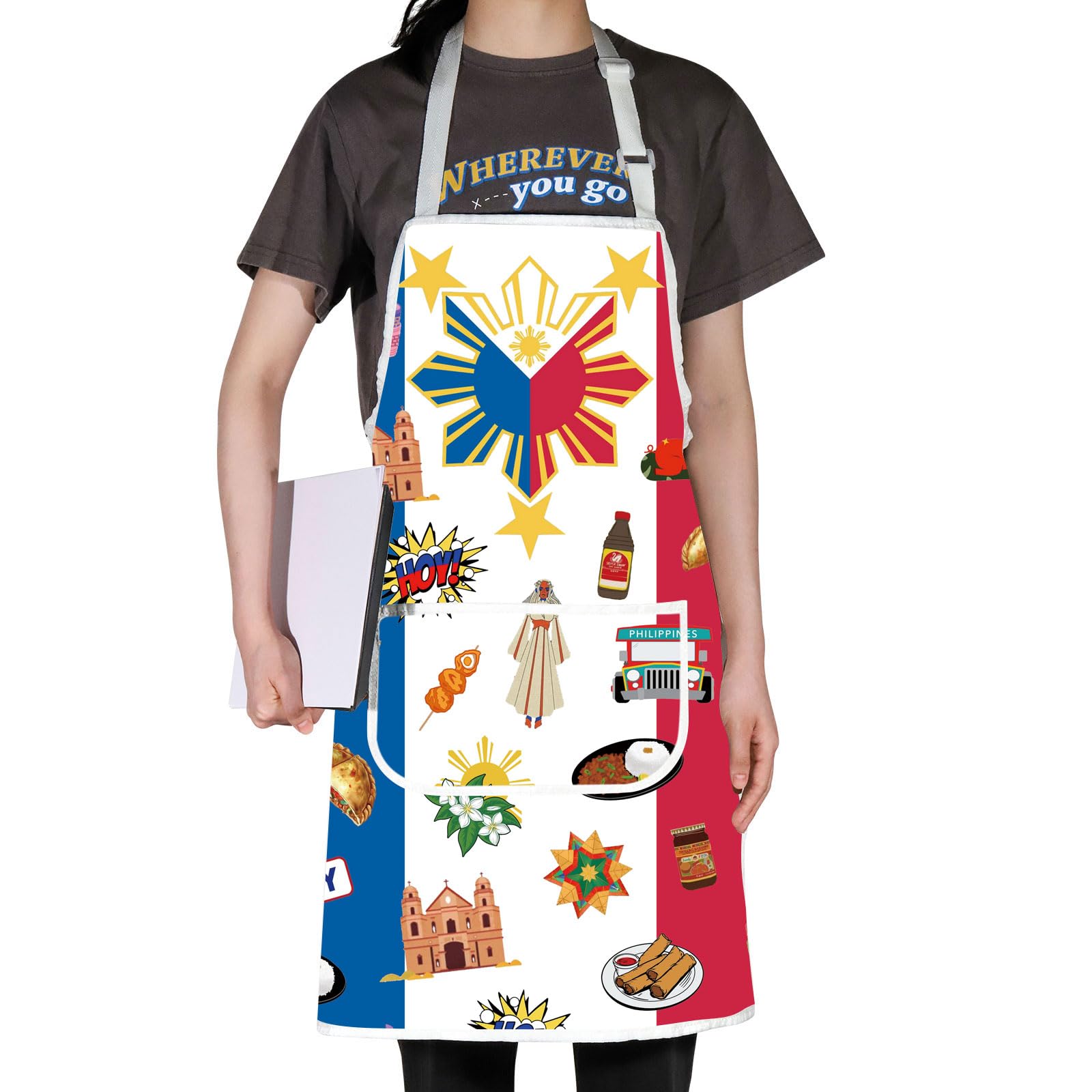 JNIAP Filipino Kitchen Apron Philippines Kitchen Apron Filipino Mom Apron Filipino Chef Gift Philippines Filipino Flag Apron