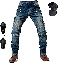 oFzimTo Motorcycle jeans for men, drop-resistant jeans with straight leg and 4 types of protective equipment, motorcycle trousers for motorcycle racers