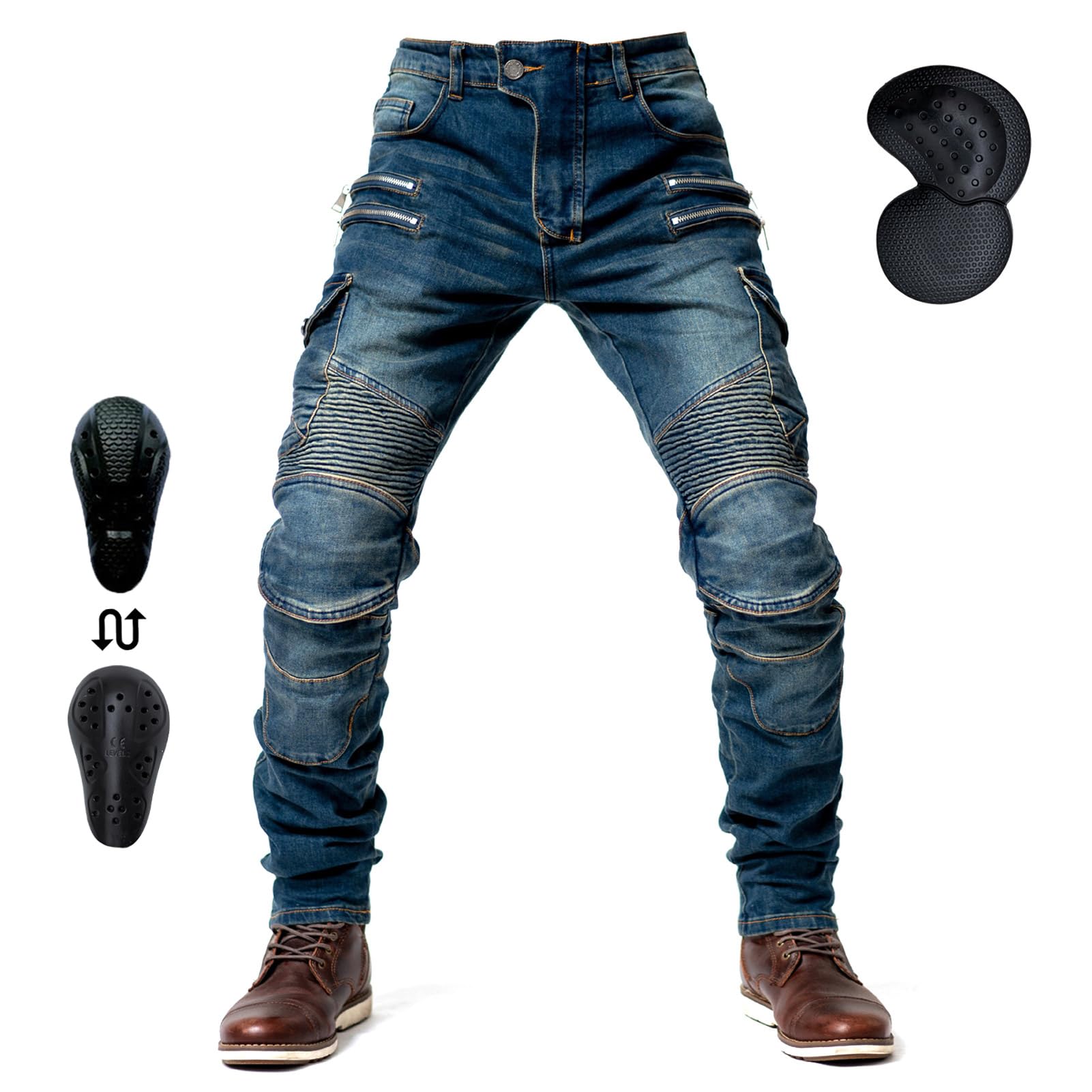 Motorcycle Riding Pants for Men with Armor, Motorcycle Pants Mens -Motorcycle Jeans for Men