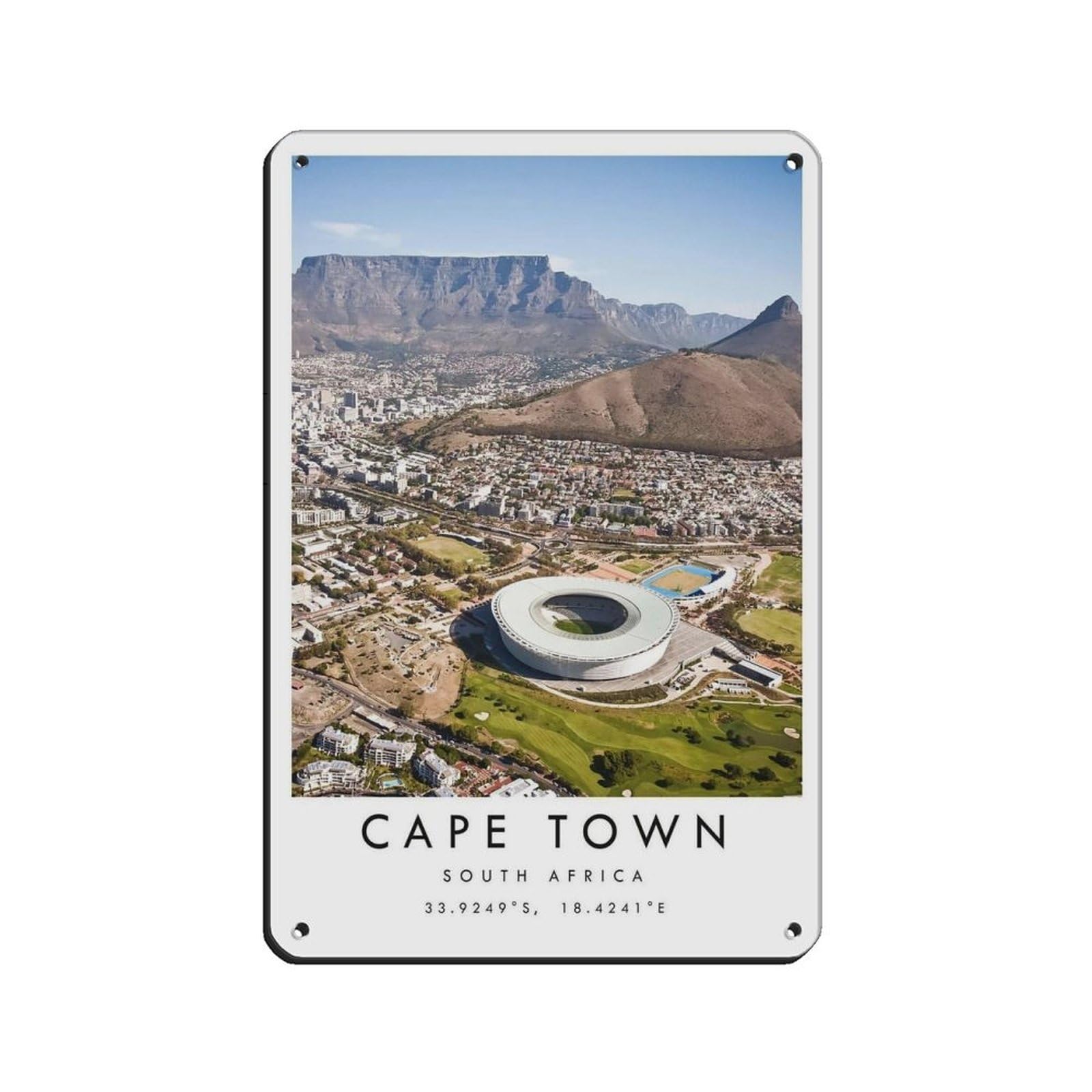 Cape Town Travel, South Africa Travel Retro Poster Metal Tin Sign Chic Art Retro Iron Painting Bar People Cave Cafe Family Garage Poster Wall Decoration 8x12inch(20x30cm)