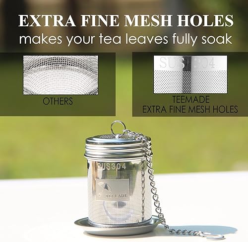 Miniatura 3 de Colador de bolas de té e infusor de cocina, colador de malla extra fina para té suelto, acero inoxidable 188 con gancho de cadena extendido y