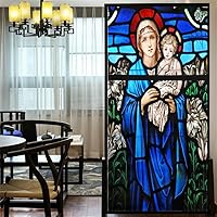 Vista 5 de Lámina decorativa para ventana, privacidad, pintura de bosque, adhesivos estáticos para ventanas, sin pegamento, cubiertas esmeriladas para ventanas