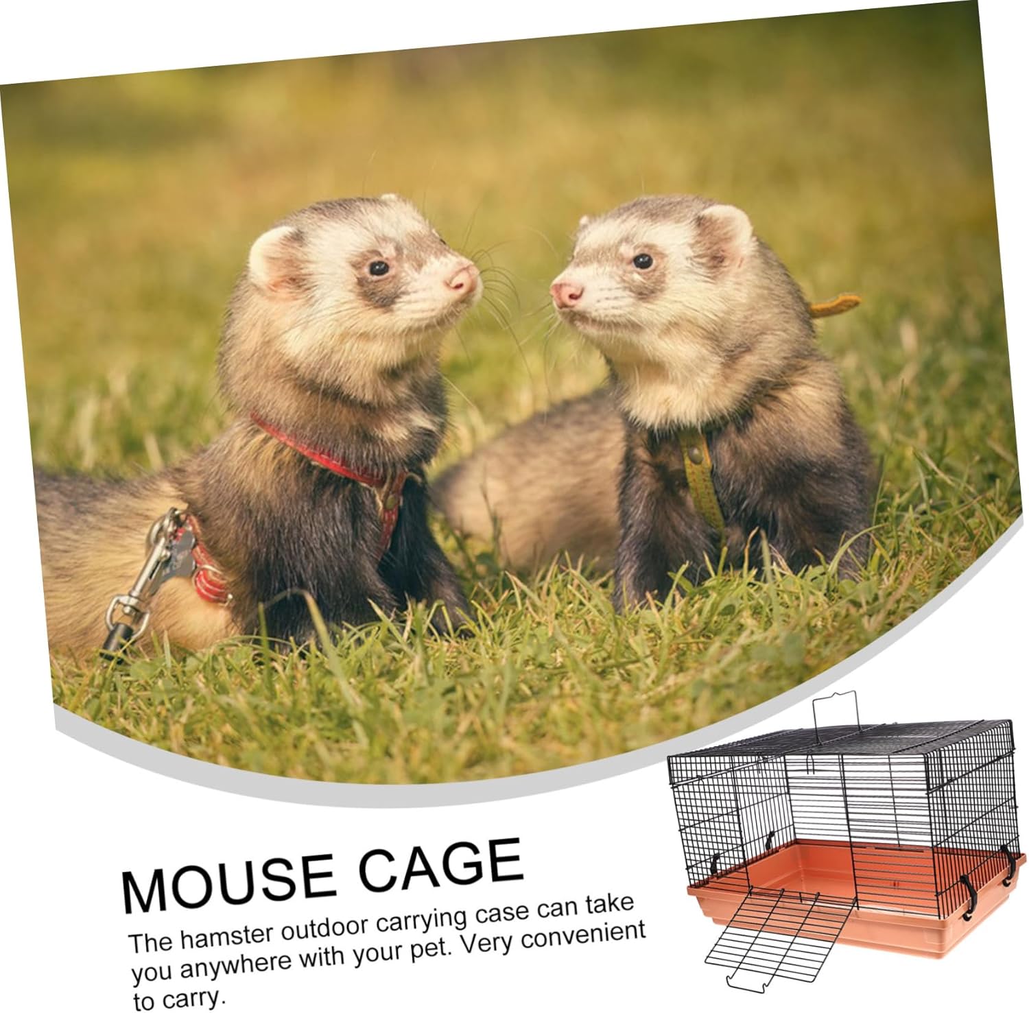 Portable Hamster Carrier Cage Animal Travel Case Durable Iron Wire Design for Easy Outdoor Use Convenient for Pet Transportation