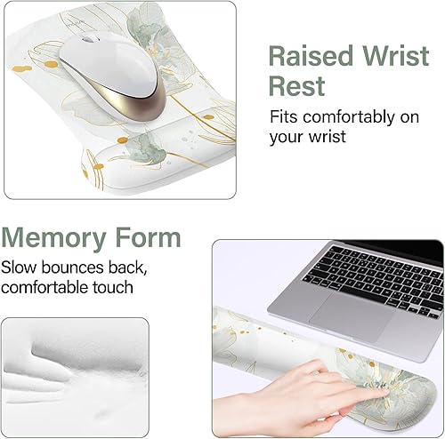 Miniatura 4 de MOSISO Juego de alfombrillas de mouse para teclado y mouse para videojuegos, reposamuñecas para teclado, alfombrilla de mouse con reposamuñecas y