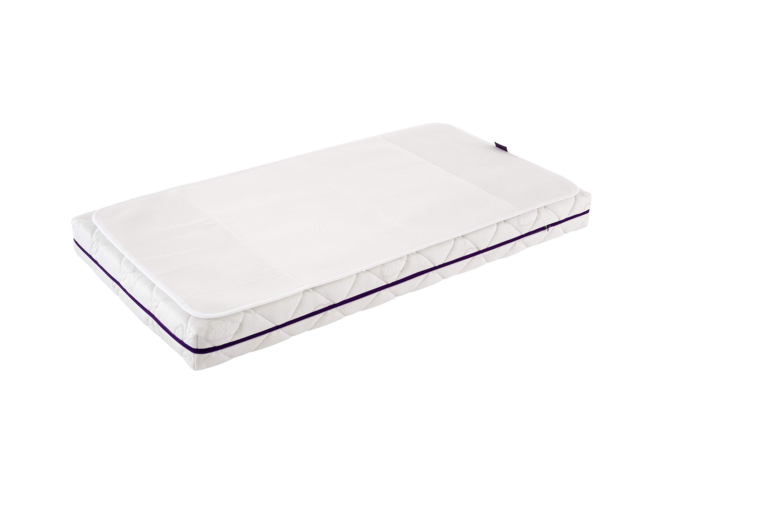 Träumeland T090323 AirDry Nässeschutzauflage - wasserdicht und hautsympathisch - mit extra Belüftung am Kopfteil, Größe 70 x 140 cm, weiß, 450 g