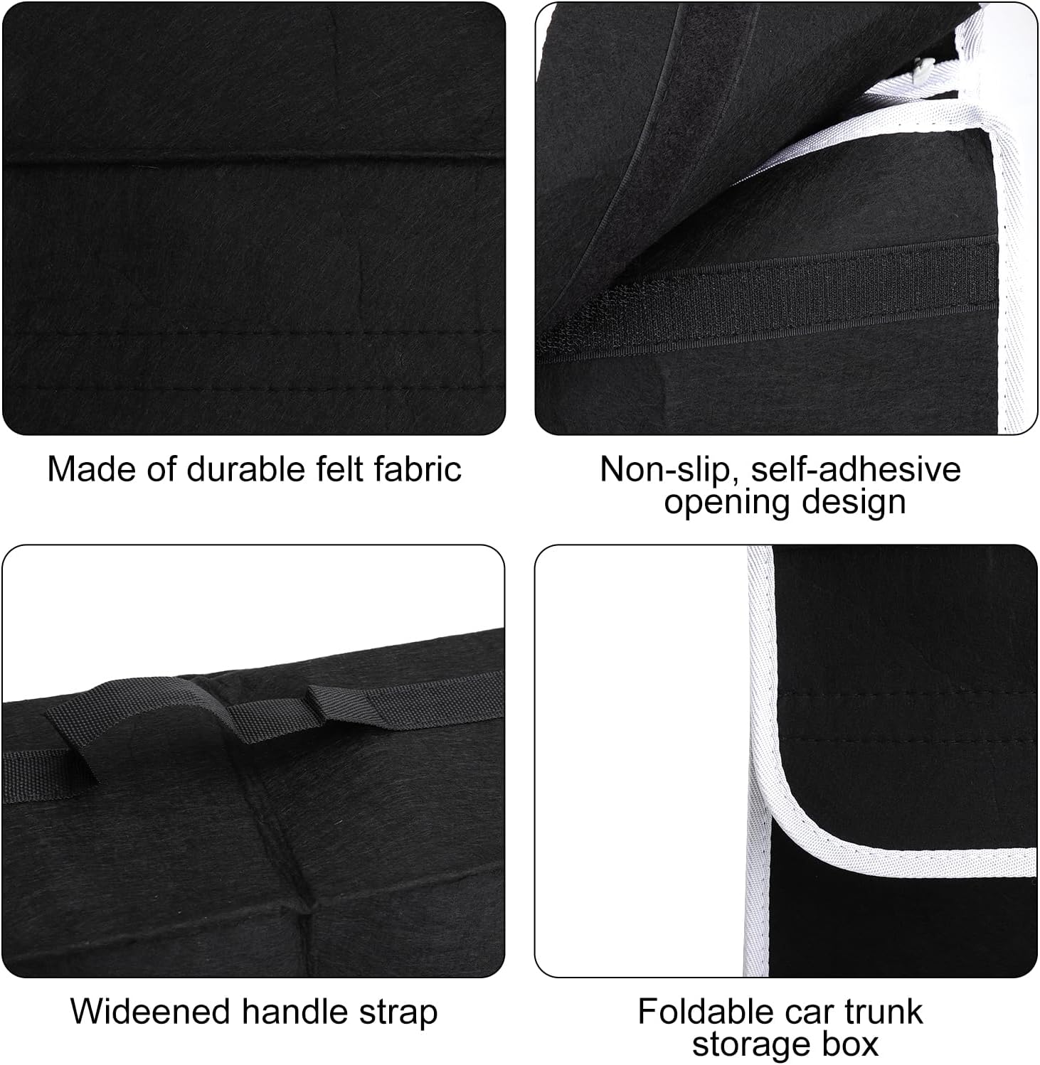 Car Boot Organiser Car Boot Bag, Foldable Car Storage Bag Felt with Fastening, Non-Slip Stable, Large Boot Bag Folding Lid, Universal Car Bag Organiser image 3