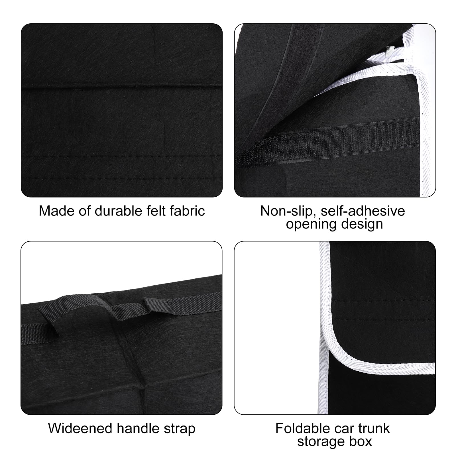 Organizador Maletero Coche Plegable Antideslizante Fieltro Grueso, Bolsa Multiuso Universal para Coche, Contenedor Salvaespacio Base Doble Estable, Material Ecológico sin Olor, 50×24×15 cm