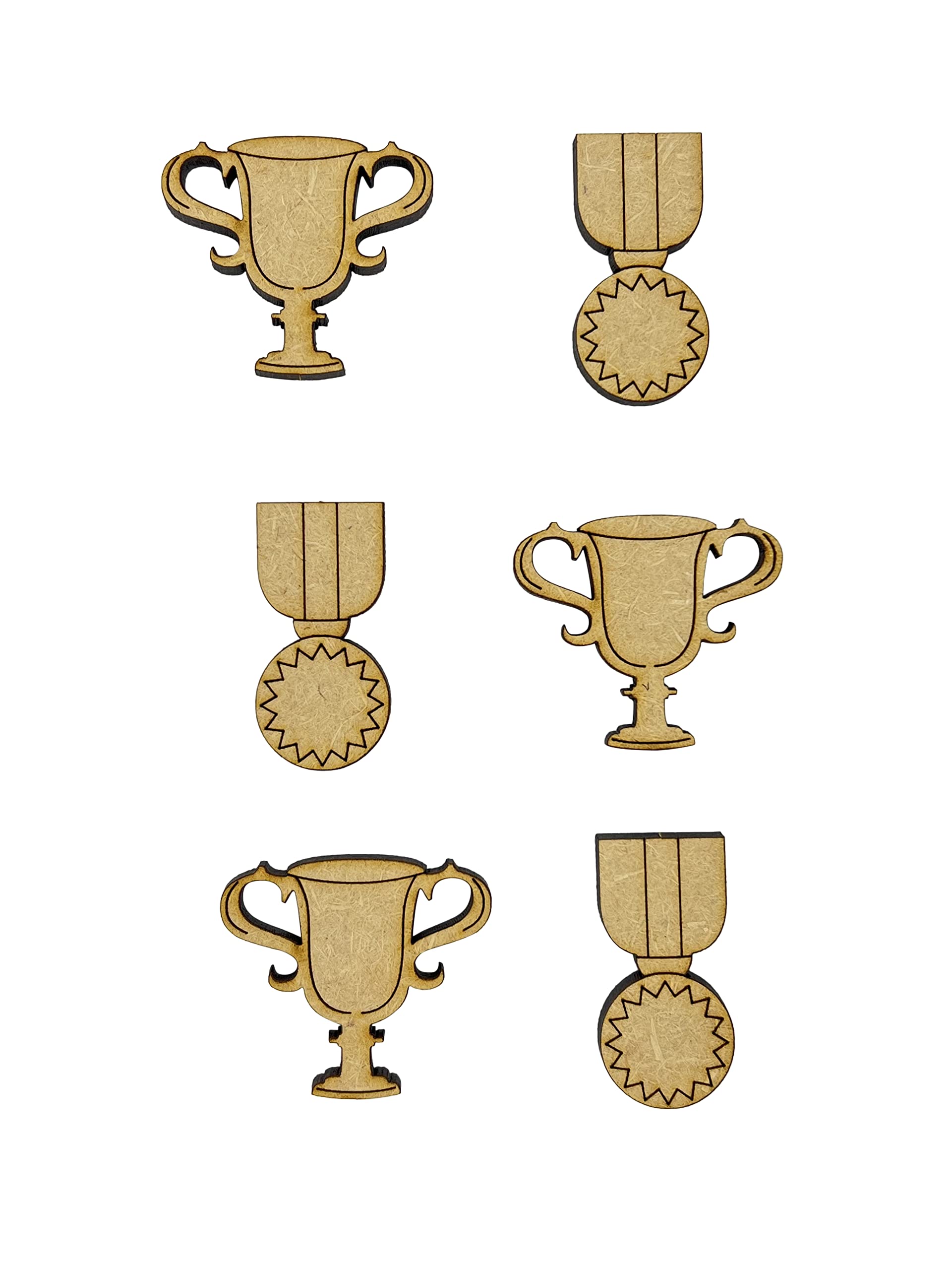 The Crafty Cow 20X Trophy Trophies Medal Award 3Cm Wood Craft Embelishments Laser Cut Shape