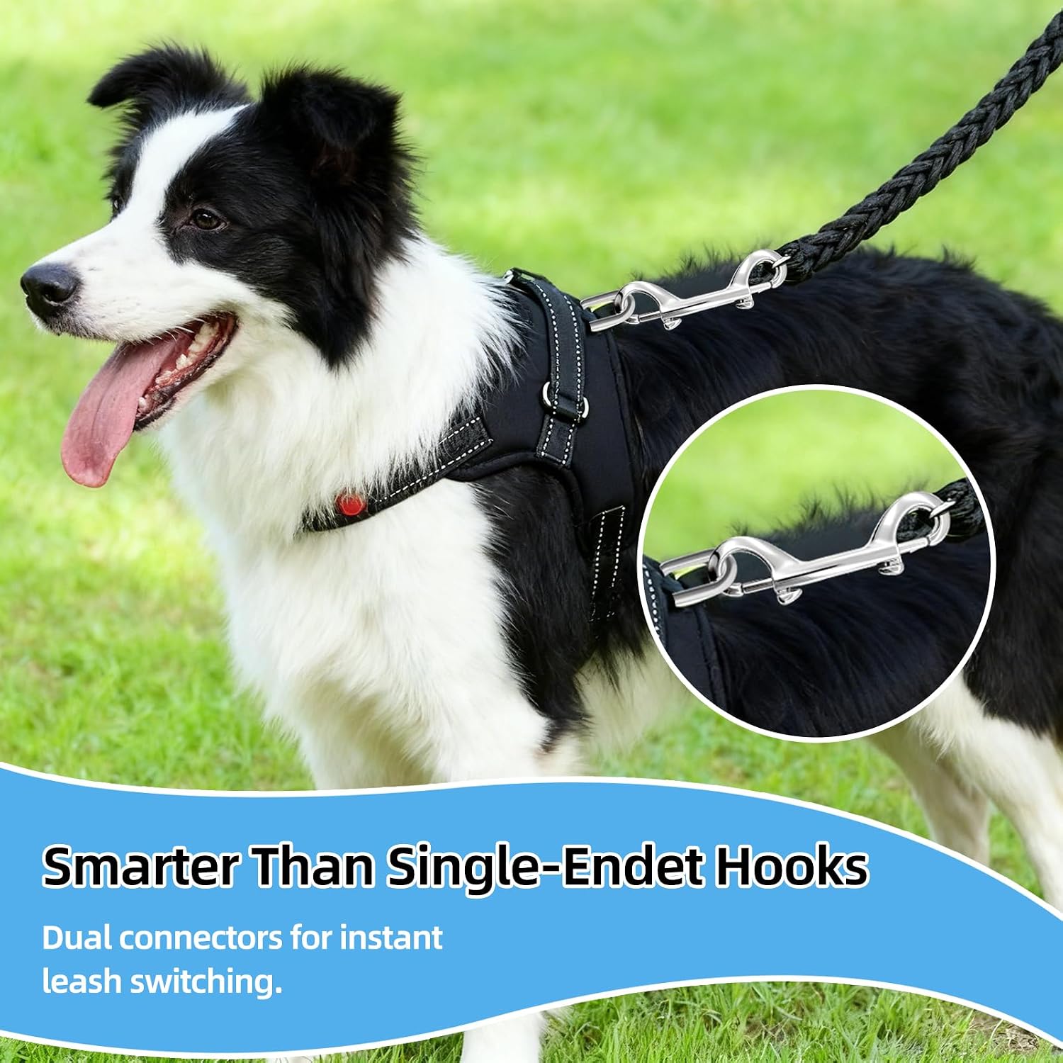 Sissatthai 8Pcs Double Ended Snap Hooks Heavy Duty - 3.5 Inch, Metal Dog Leash Hook Clip Double Sided Carabiner Clips Silver Chain Clip Clasp for Dog Horse Bolt Key Carabiner Outdoor