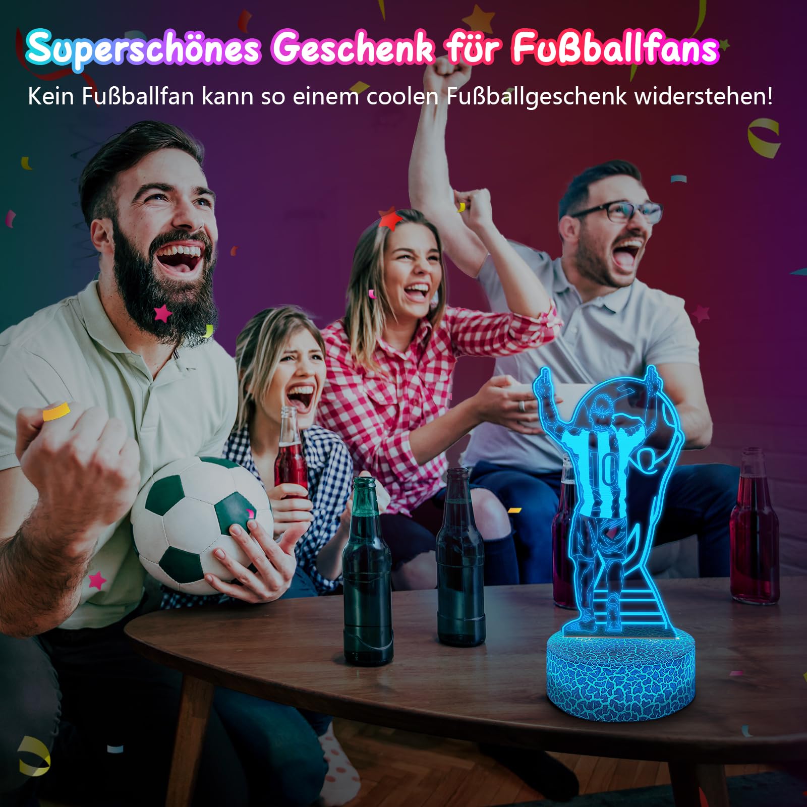 Polemera regalo comunione bambino, 3D Calcio Lampade con 16 colori cambia da telecomando, Regali di Natale Compleanno per Ragazza, Ragazzo, regalo bambino 10 anni maschio