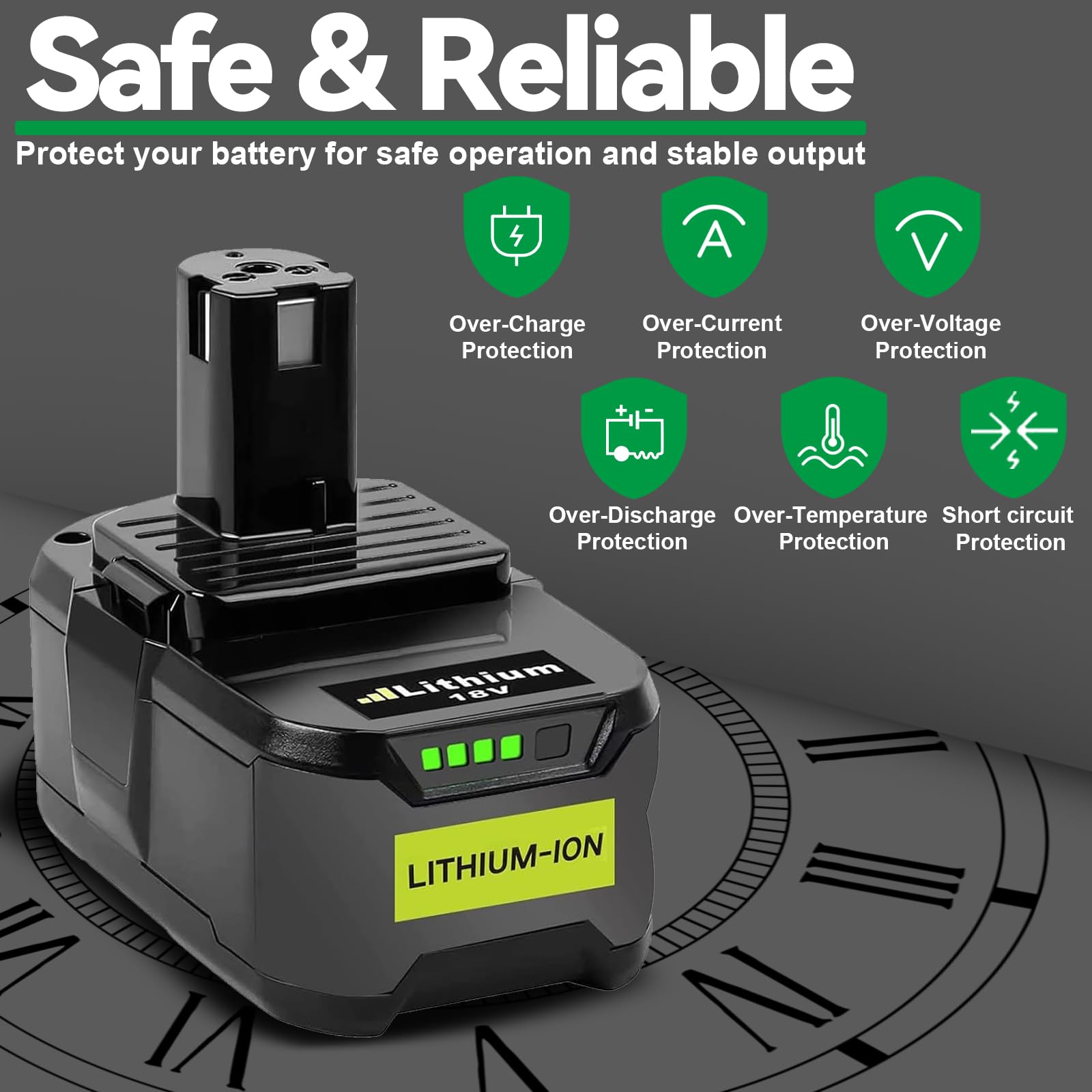 2 baterías de repuesto para Ryobi P108 P108 (8,0 Ah/8000 mAh, batería de repuesto para Ryobi P108 P104 P105 P107 RB18L50 RB18L15 RB18L25 RB18L13 RB18L40 Werk) batería con indicador LED