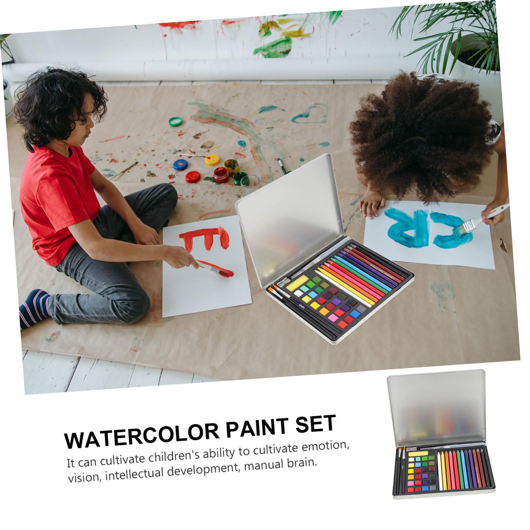 Aquarellfarben Satz für Künstler und Handwerker, 1 Satz, Tragbar | Schulbeginn Party, Leichtes Reise Aquarellset für Selbstgemacht Malerei, Kunststoff, Aluminium, Nylon, Holz