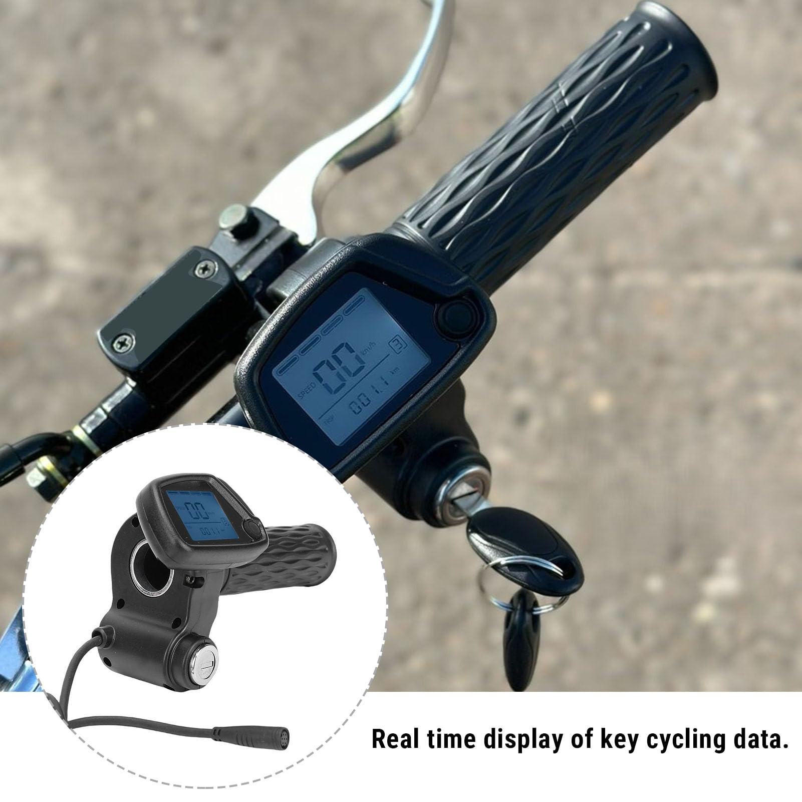 Akozon Gashebel mit Integriertem Display, LCD-Ersatzdrehgas für Elektro-Dirtbike Tuttio Soleil 01 Kugoo Wish 01