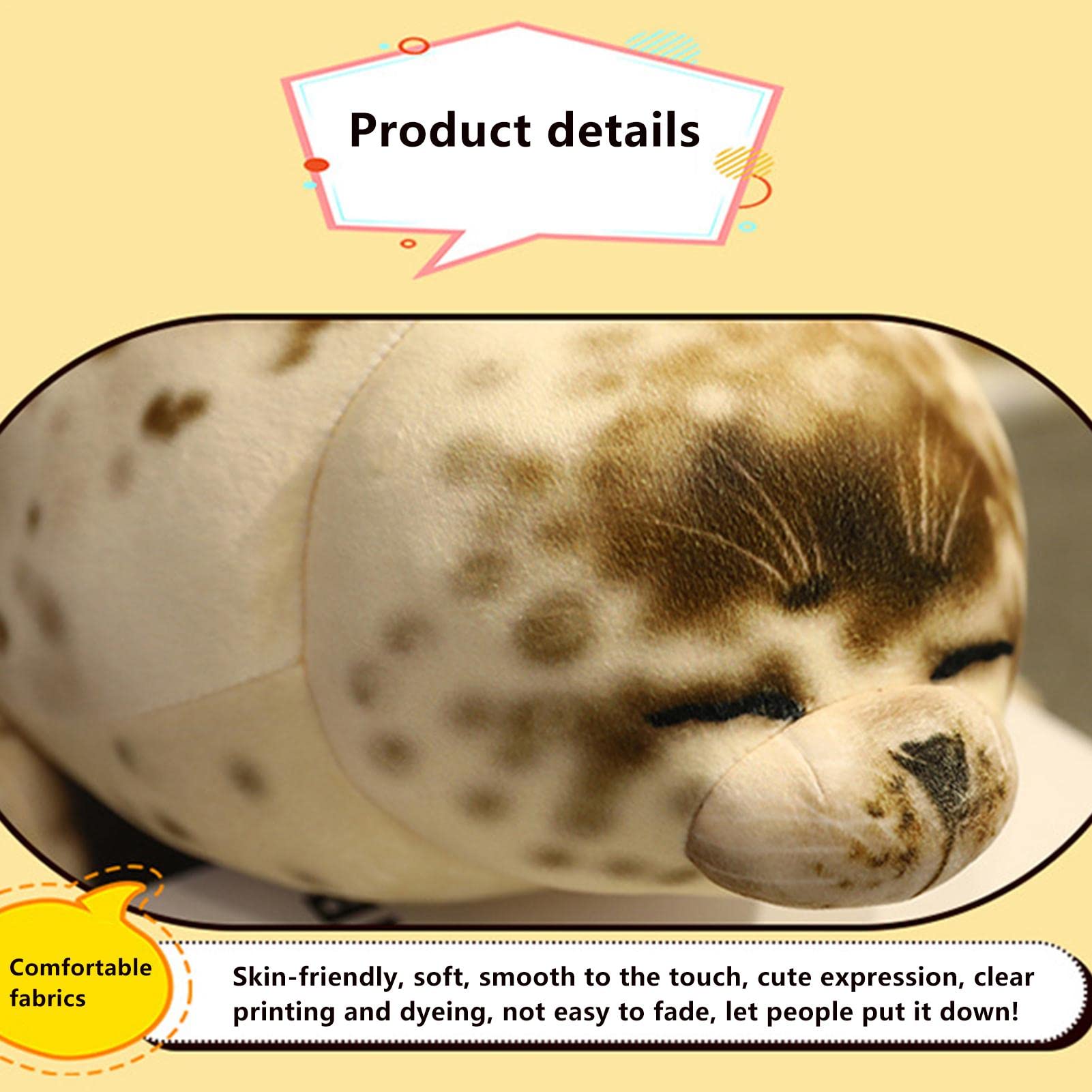 Cojín De Foca De Peluche Súper Suave – Tamaño 35, 50 O 85 Cm, Relleno De Algodón, Ideal Para Abrazar En El Sofá, La Cama O La Oficina, Regalo Original Para Todas Las Edades