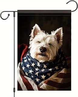 Patriotic West Highland White Terrier Westie Garden Flag 4th of July Lovely Pet Dog American US Flag Summer Decorative for Outside 12x18 Inch Printed Double Sided - Buy now