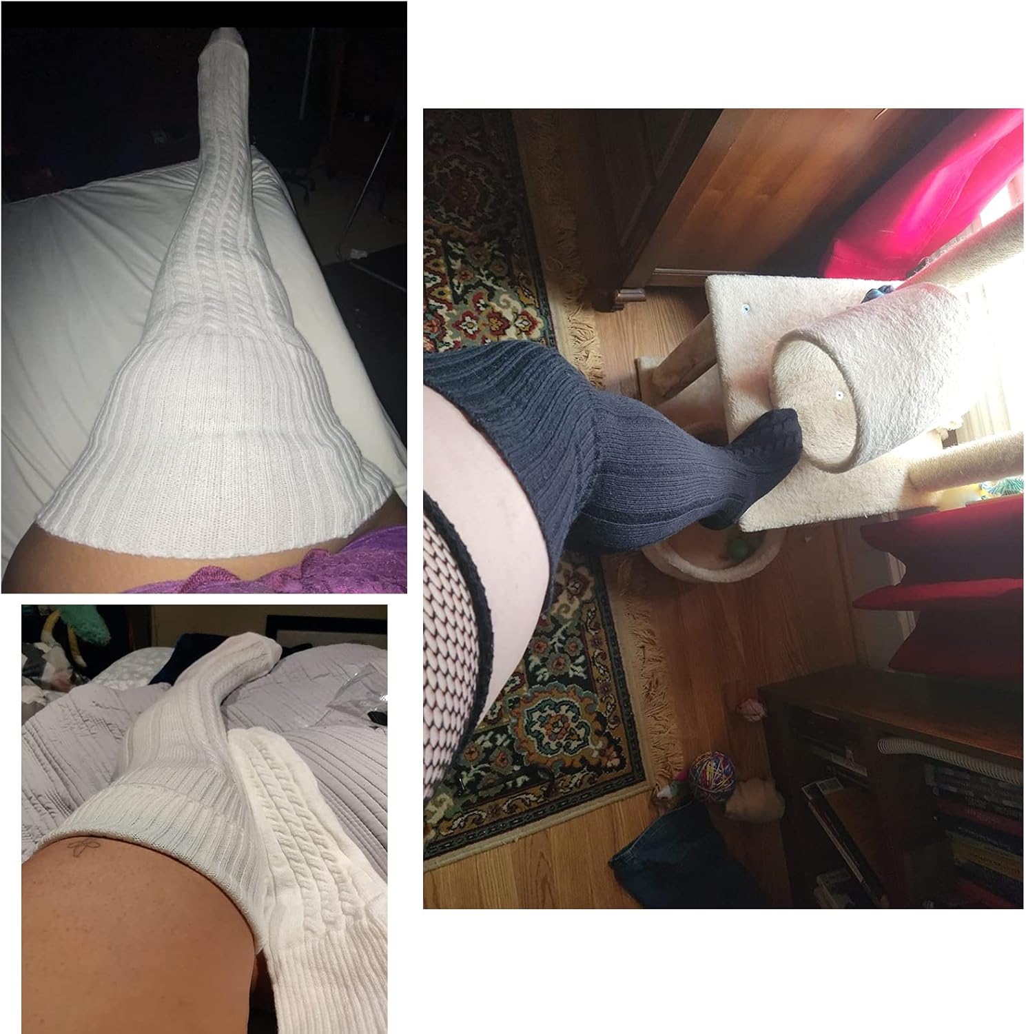 Wool Plus Size Thigh High Socks For Thick Thighs- Extra Long Womens Warm Cable Knit Over Knee Stockings Leg Warmers - Image 7