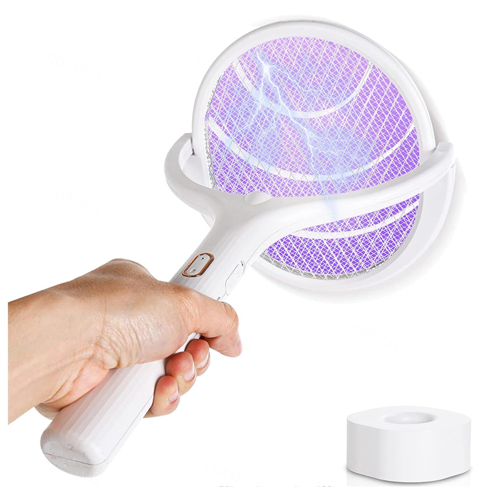 FAXIOAWA Raqueta de Tenis Bug Zapper Tipo C Carga Zap matamoscas batería Fuerte duración matamoscas eléctrico se Puede Utilizar como lámpara antimosquitos