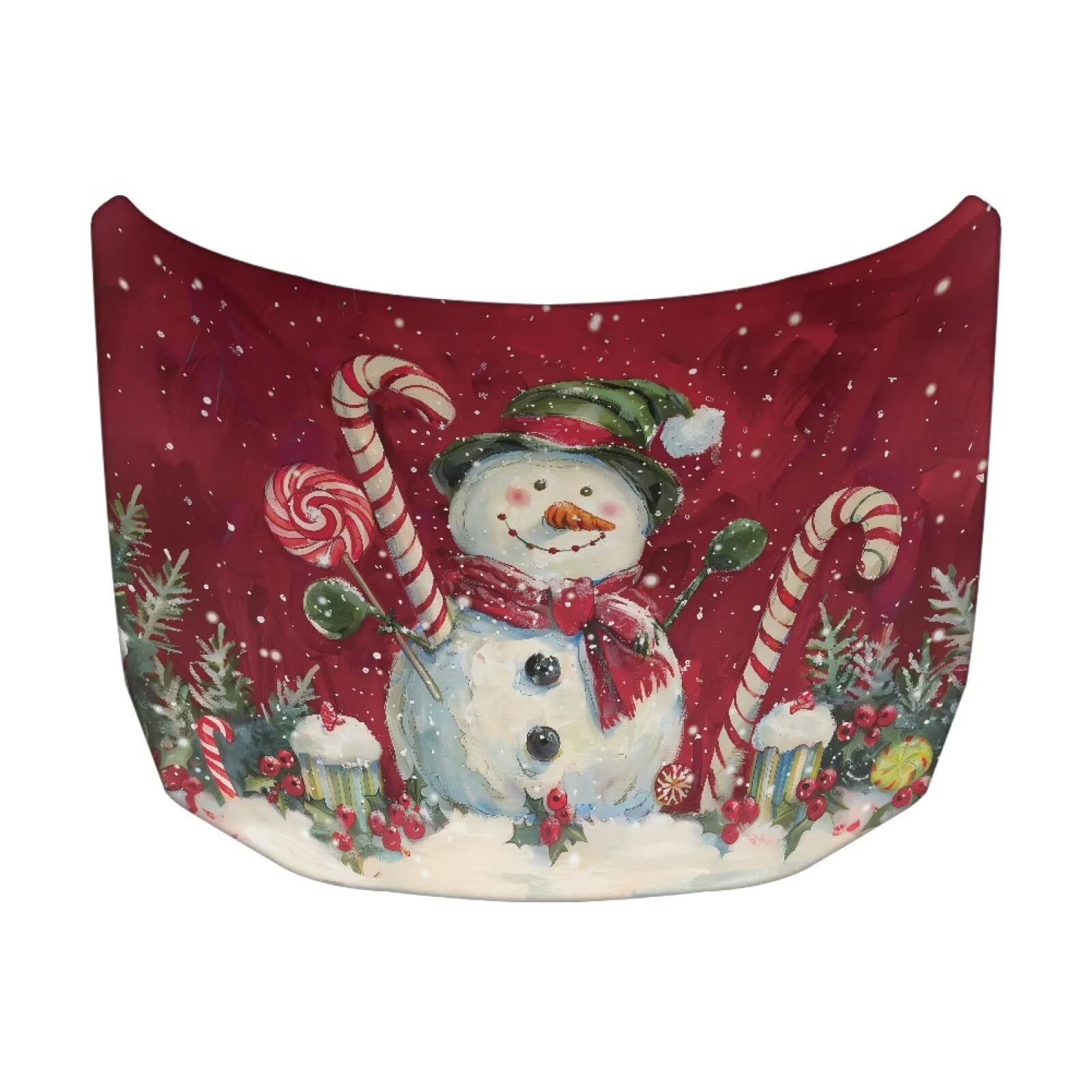 Christmas Candy Snowman Car Hood Cover Stretchable Car Hood Wrap Blanket Automotive Christmas Outdoor Decorations for Compact SUV Sedans Trucks (59×39 Inch)
